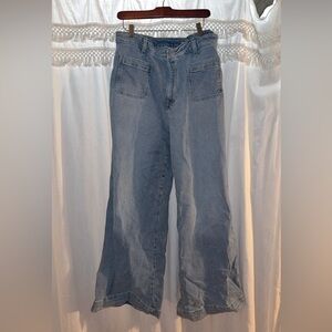 Wide Leg Blue Denim Jeans